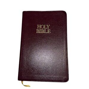 Timeless Burgundy Leather-Bound Catholic Bible • Gold Edged • Very Good